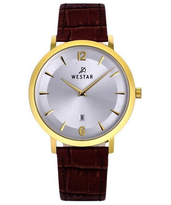 Westar profil læderrem Silver Dial Quartz 50219GPN127 herreur