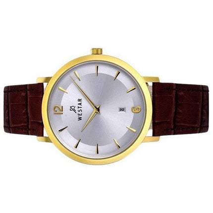 Westar profil læderrem Silver Dial Quartz 50219GPN127 herreur