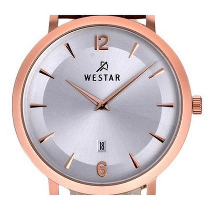 Westar profil læderrem Silver Dial Quartz 50219PPN627 herreur