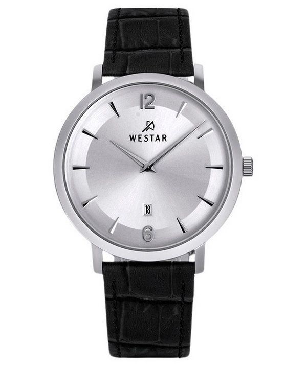 Westar profil læderrem Silver Dial Quartz 50219STN107 herreur