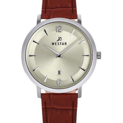 Westar profil læderrem Light Champagne Urskive Quartz 50219STN122 herreur