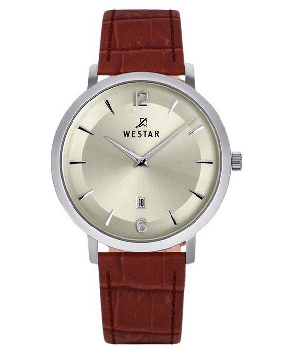 Westar profil læderrem Light Champagne Urskive Quartz 50219STN122 herreur