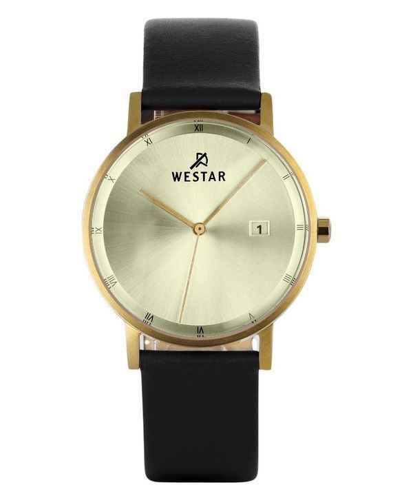 Westar Profile Black Læderrem Light Champagne Dial Quartz 50221GPN102 Herreur