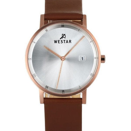 Westar Profil brun læderrem Silver Dial Quartz 50221PPN627 herreur