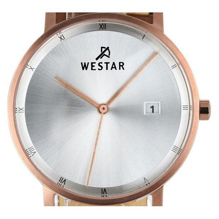 Westar Profil brun læderrem Silver Dial Quartz 50221PPN627 herreur