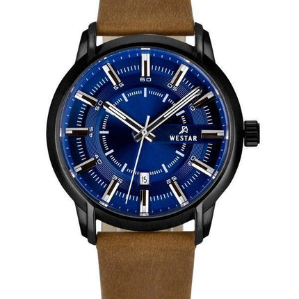 Westar profil læderrem Blue Dial Quartz 50228BBN184 herreur