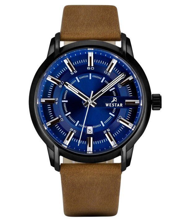 Westar profil læderrem Blue Dial Quartz 50228BBN184 herreur