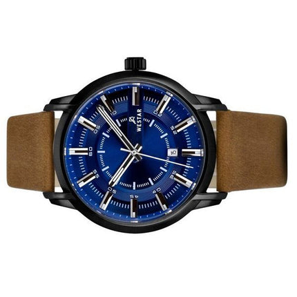 Westar profil læderrem Blue Dial Quartz 50228BBN184 herreur