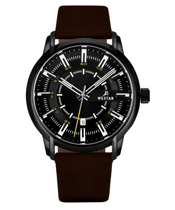 Westar profil læderrem Black Dial Quartz 50228BBN523 herreur