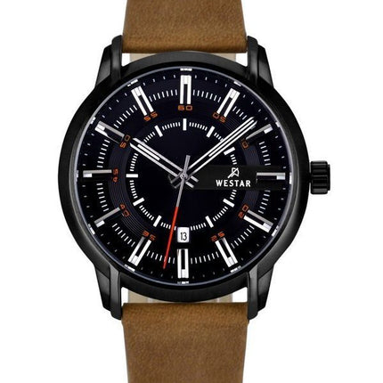 Westar profil læderrem Black Dial Quartz 50228STN883 herreur