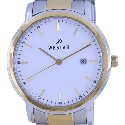 Westar White Dial Two Tone Rustfrit Steel Quartz 50243 CBN 101 herreur