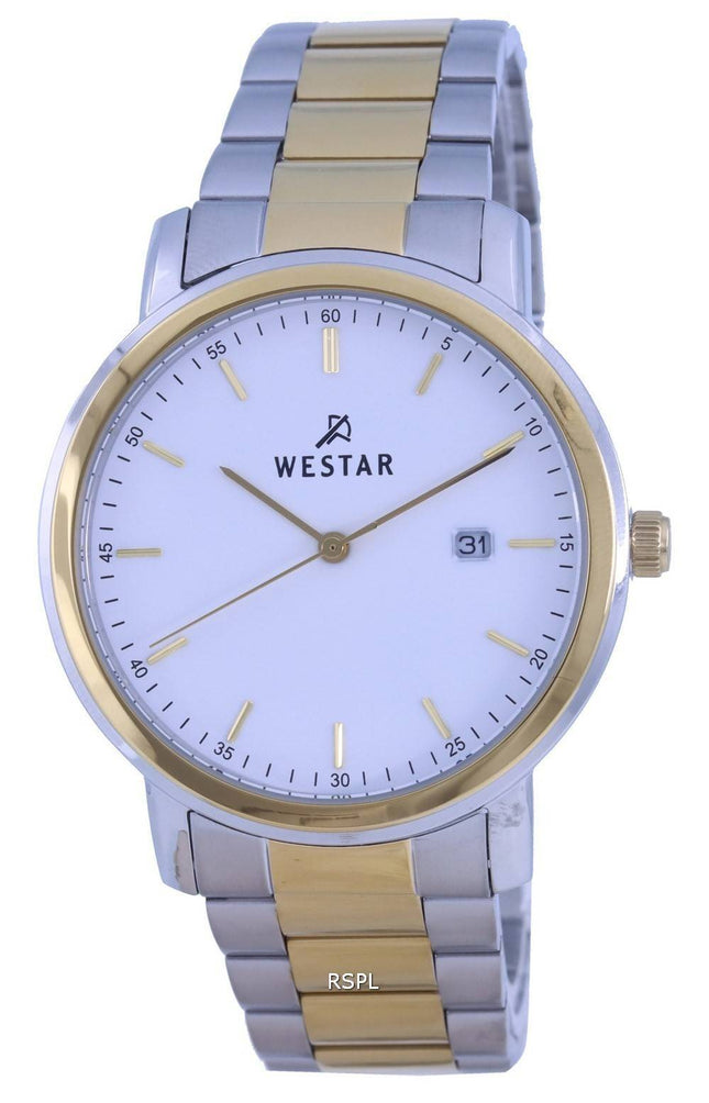 Westar White Dial Two Tone Rustfrit Steel Quartz 50243 CBN 101 herreur