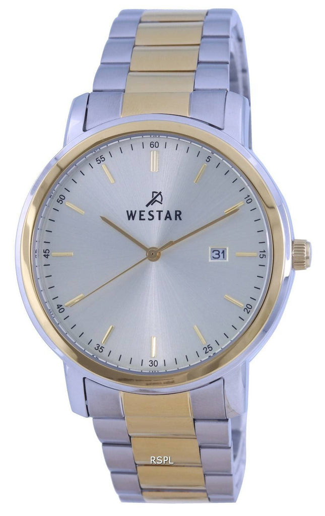 Westar Silver Dial Two Tone Rustfrit Steel Quartz 50243 CBN 102 herreur