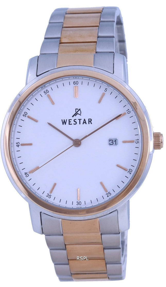 Westar White Dial Two Tone Rustfrit Steel Quartz 50243 SPN 601 herreur