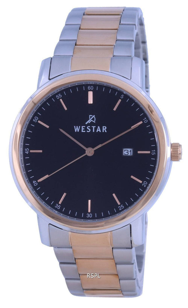 Westar Black Dial Two Tone Rustfrit Steel Quartz 50243 SPN 603 herreur