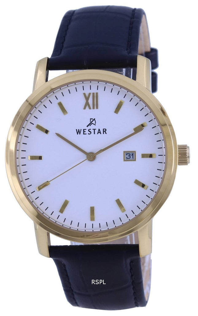 Westar White Dial Gold Tone Rustfrit Steel Quartz 50244 GPN 101 herreur