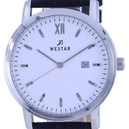 Westar hvid skive lÃ¦derrem Quartz 50244 STN 101 herreur