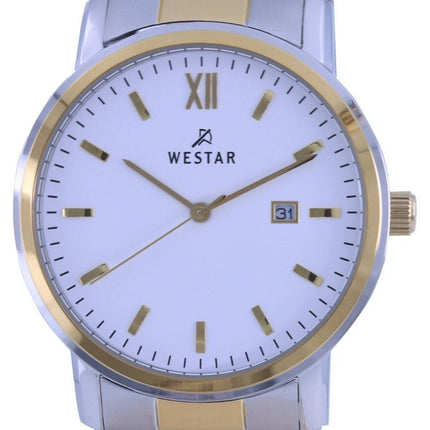 Westar White Dial Two Tone Rustfrit Steel Quartz 50245 CBN 101 herreur