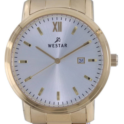 Westar Silver Dial Gold Tone Rustfrit Steel Quartz 50245 GPN 102 herreur