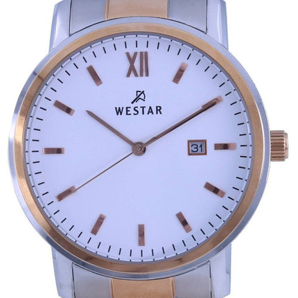 Westar White Dial Two Tone Rustfrit Steel Quartz 50245 SPN 601 herreur