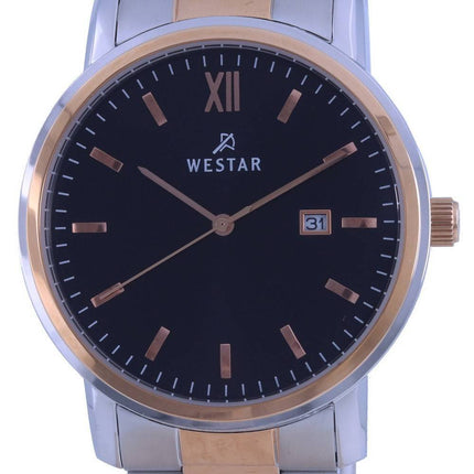 Westar Black Dial Two Tone Rustfrit Steel Quartz 50245 SPN 603 herreur