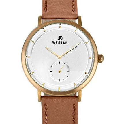 Westar profil læderrem Silver Dial Quartz 50246BZZ187 herreur