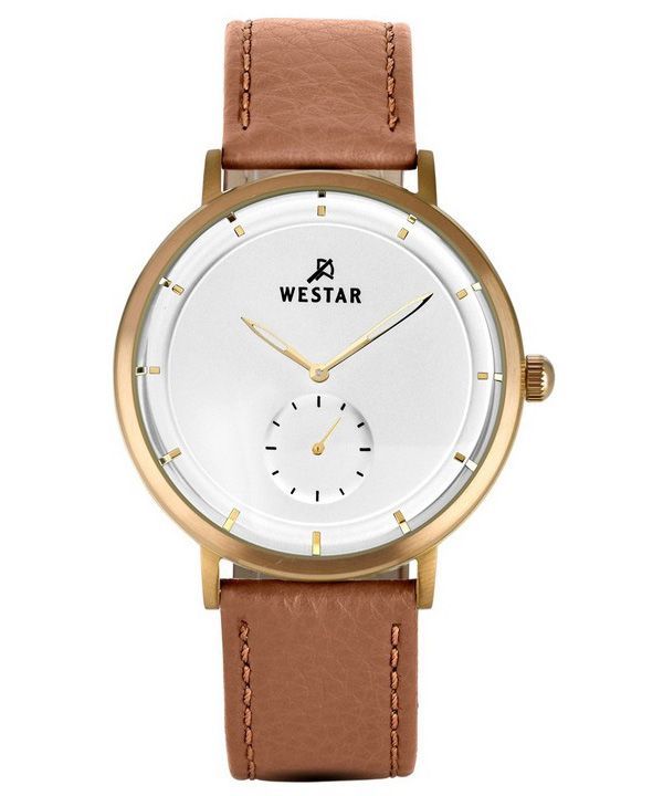 Westar profil læderrem Silver Dial Quartz 50246BZZ187 herreur