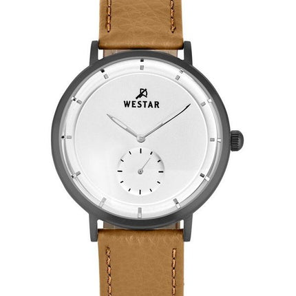 Westar profil læderrem Silver Dial Quartz 50246GGN187 herreur