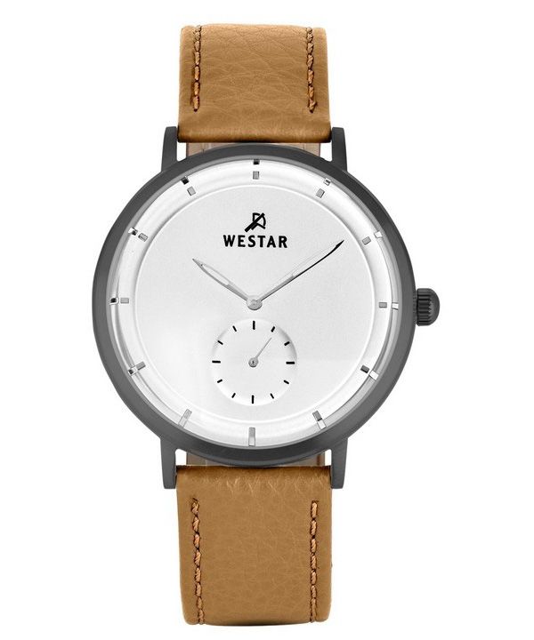 Westar profil læderrem Silver Dial Quartz 50246GGN187 herreur