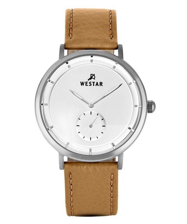 Westar profil læderrem Silver Dial Quartz 50246STN187 herreur