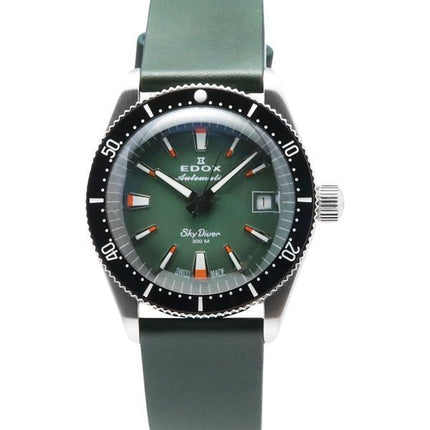 Edox Skydiver Special Edition Green Dial Automatic Diver&#39,s 801313NCVI 300M herreur med ekstra rem