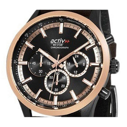 Westar Activ Chronograph Læderrem Black Dial Quartz 90265BPN603 100M herreur