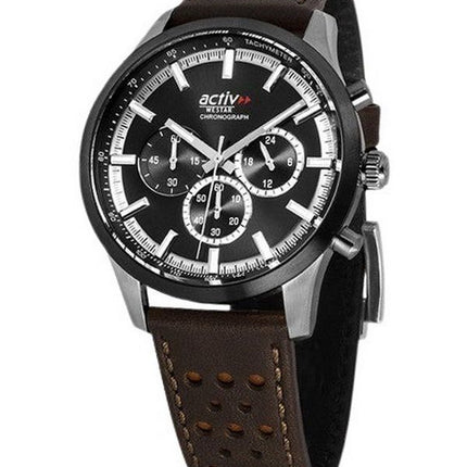 Westar Activ Chronograph Læderrem Black Dial Quartz 90265SBN123 Herreur