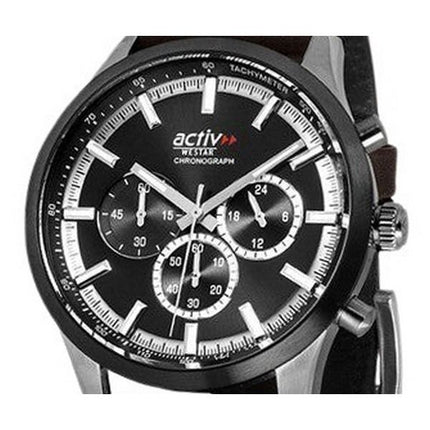 Westar Activ Chronograph Læderrem Black Dial Quartz 90265SBN123 Herreur