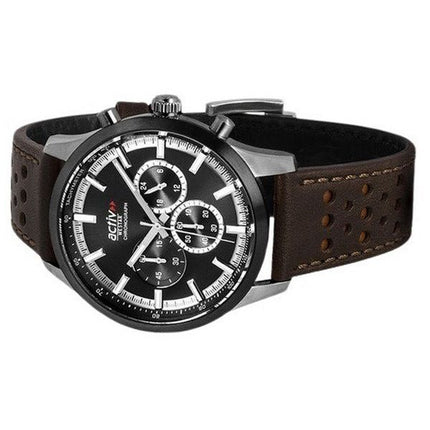 Westar Activ Chronograph Læderrem Black Dial Quartz 90265SBN123 Herreur