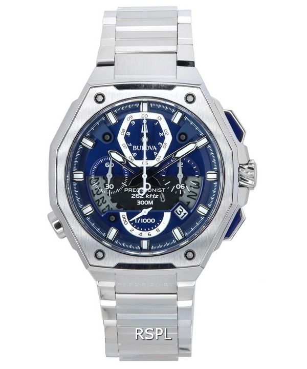 Bulova Precisionist Chronograph Blue Dial Quartz Diver&#39,s 96B349 300M herreur