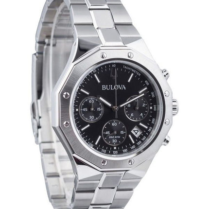 Bulova Classic Precisionist Octagon Chronograph Rustfrit stål Black Dial Quartz 96B410 100M herreur