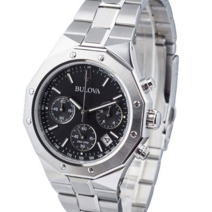 Bulova Classic Precisionist Octagon Chronograph Rustfrit stål Black Dial Quartz 96B410 100M herreur