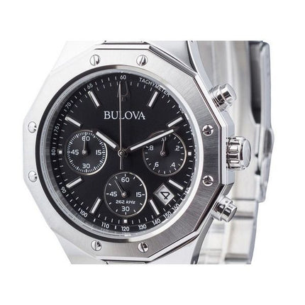 Bulova Classic Precisionist Octagon Chronograph Rustfrit stål Black Dial Quartz 96B410 100M herreur