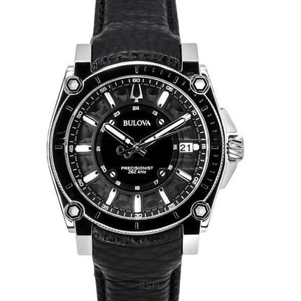 Bulova Icon Precisionist Læderrem Grå Urskive Quartz 96B416 100M herreur