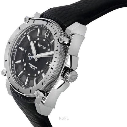 Bulova Icon Precisionist Læderrem Grå Urskive Quartz 96B416 100M herreur