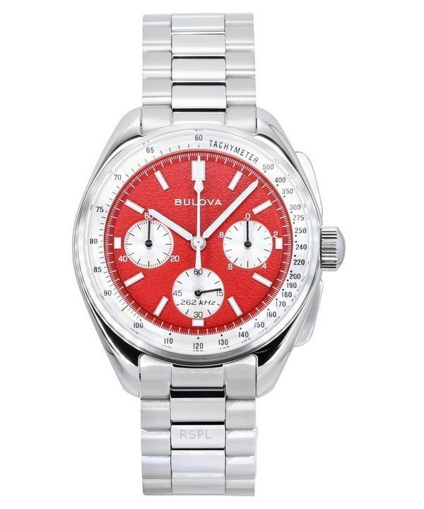 Bulova Lunar Pilot Chronograph Rustfrit Stål Red Dial Quartz 96K115 Herreur