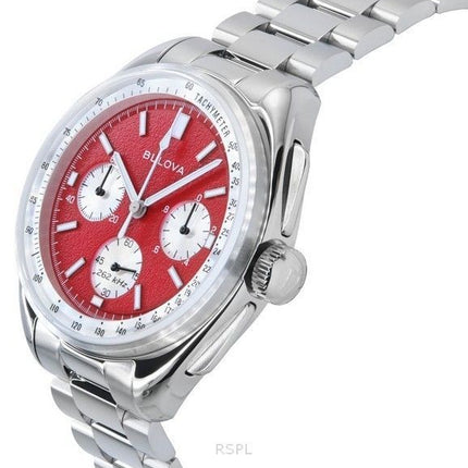 Bulova Lunar Pilot Chronograph Rustfrit Stål Red Dial Quartz 96K115 Herreur