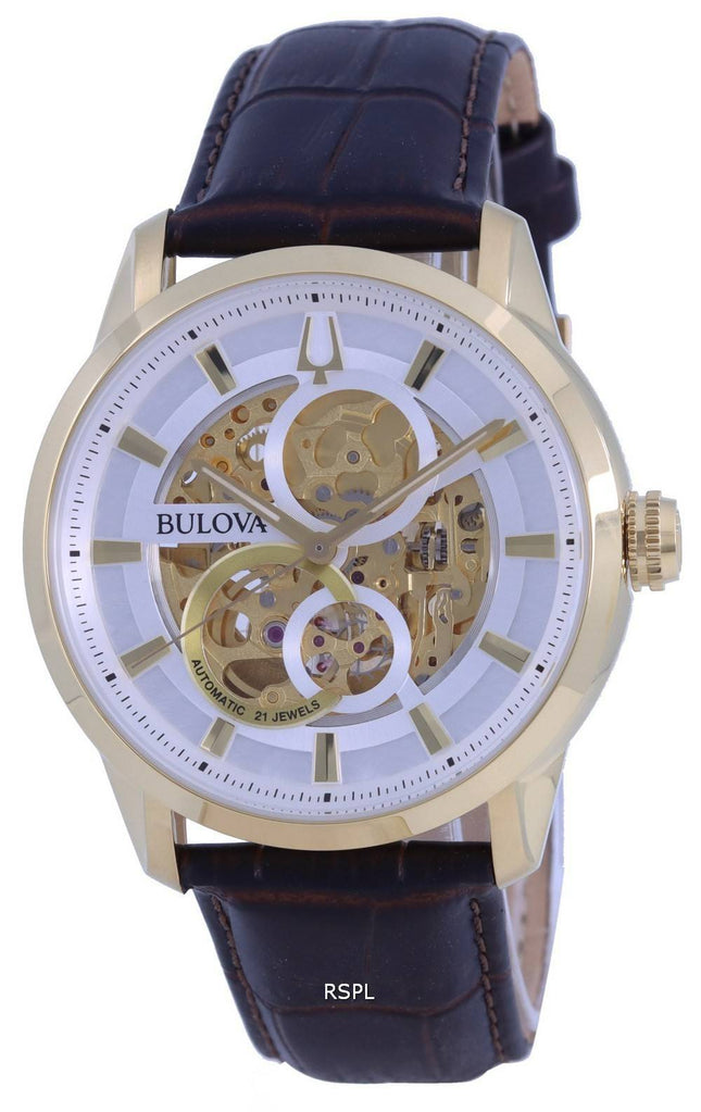 Bulova Classic Sutton Skeleton White Dial LÃ¦derrem Automatisk 97A138 herreur