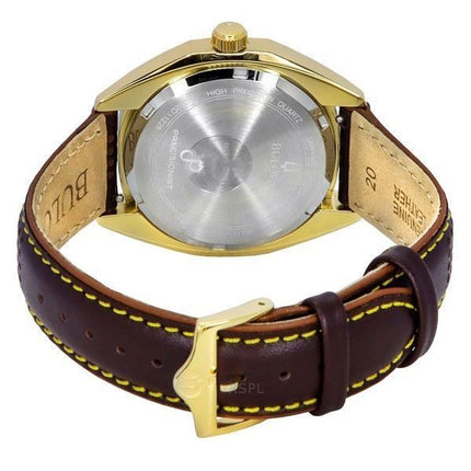 Bulova Jet Star læderrem Gold Tone Dial Quartz 97B214 herreur