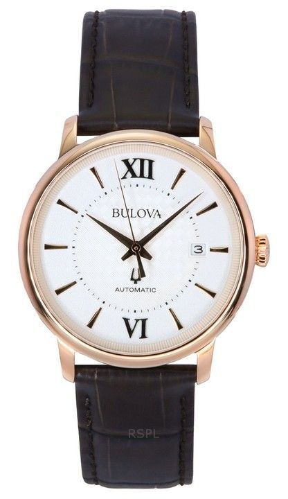 Bulova Hudson Læderrem Sølv Urskive Automatisk 97B225 Herreur