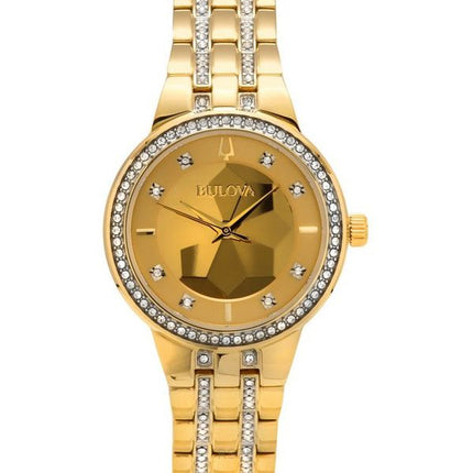 Bulova Classic Crystal Phantom Gold Tone Rustfrit Stål Champagne Urskive Quartz 97L176 Dameur