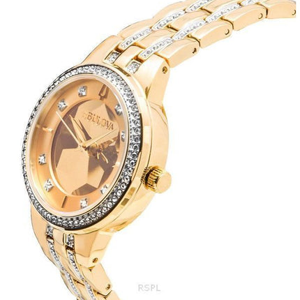 Bulova Classic Crystal Phantom Gold Tone Rustfrit Stål Champagne Urskive Quartz 97L176 Dameur