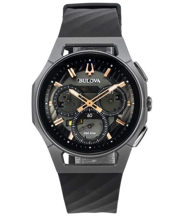 Bulova Curv Chronograph gummirem Grå Urskive Quartz 98A162 herreur