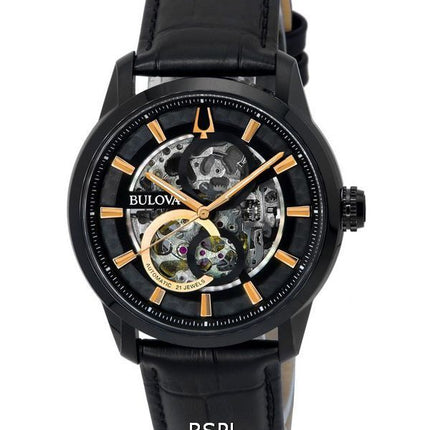 Bulova Classic Sutton Black Skeleton Dial Automatisk 98A283 Herreur